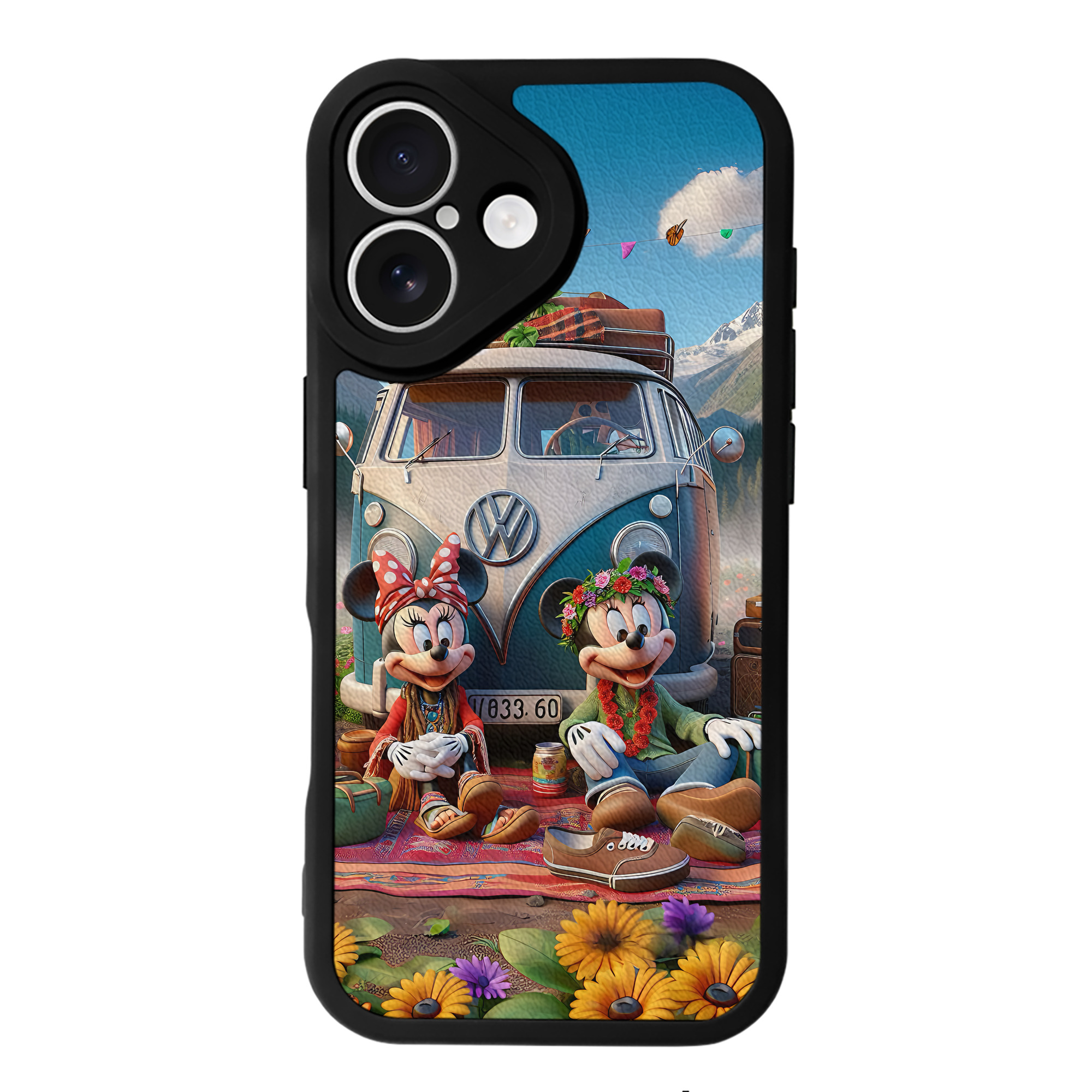 （画像用） ミッキーマウス Mickey Mouse 【iPhone 16シリーズ対応】シリコンスマホケース（レザー調） 材質：シリコン
